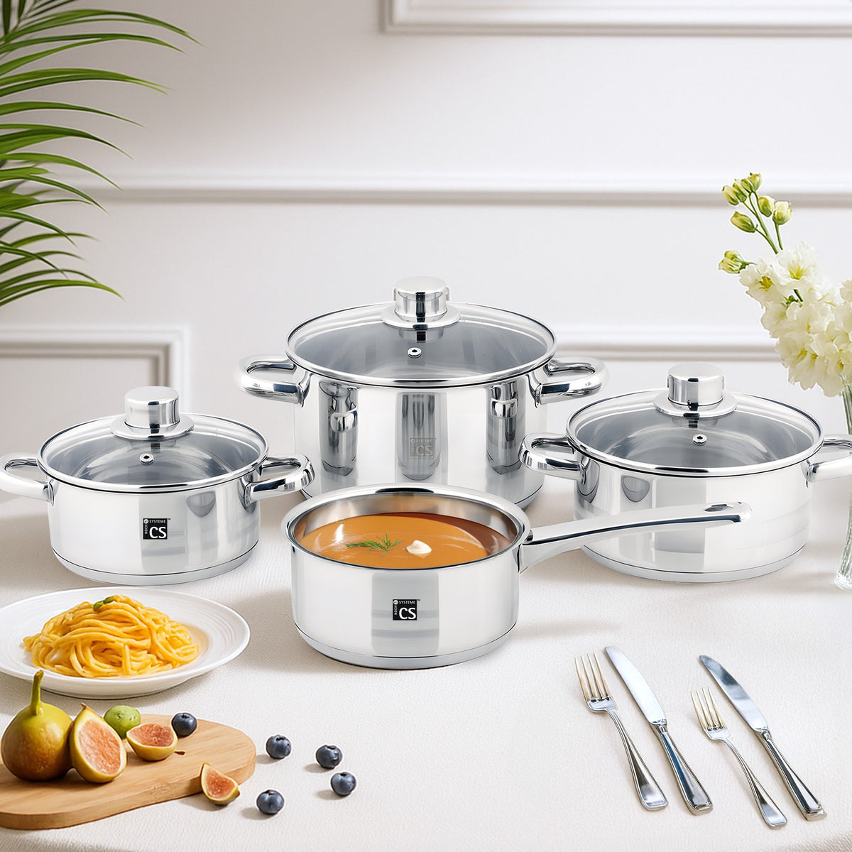 Belm 4pcs Stainless Steel Cookware Set