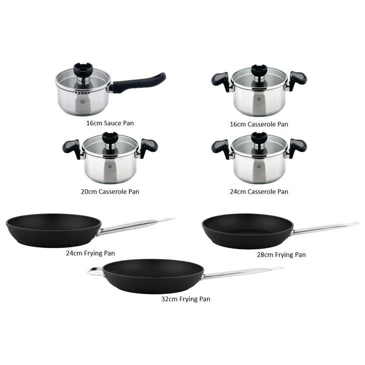 Aron Stainless Steel Pan Set & Frying Pan Set Bundle