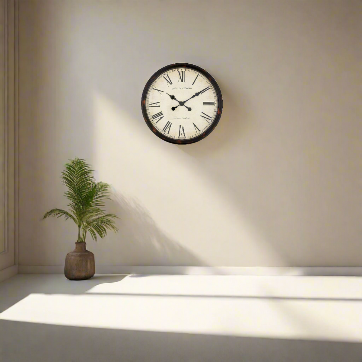 Station Wall Clock 50cm Grand Central in Black and Beige