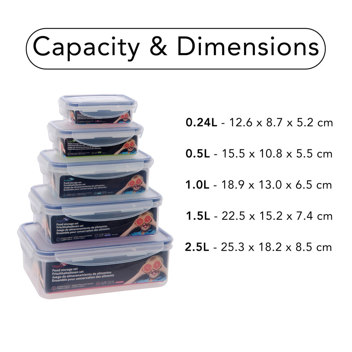 Five Piece Rectangular Food Storage Set