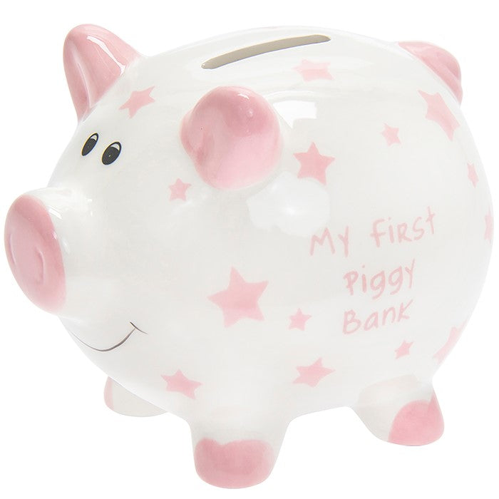 My First Money Box Pink Pig & Star Design