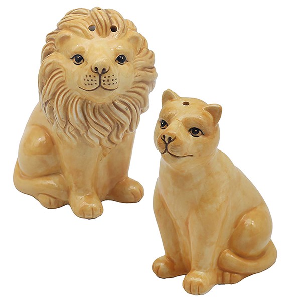Lion & Lioness Ceramic Salt and Pepper Set
