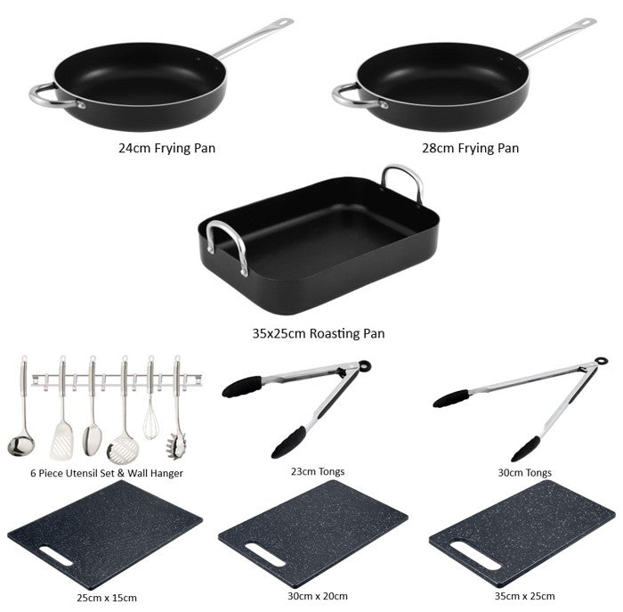 Solaris Pro Roast, Small Deep Frying Pan and Utensil Accessory Set - 15 Pieces