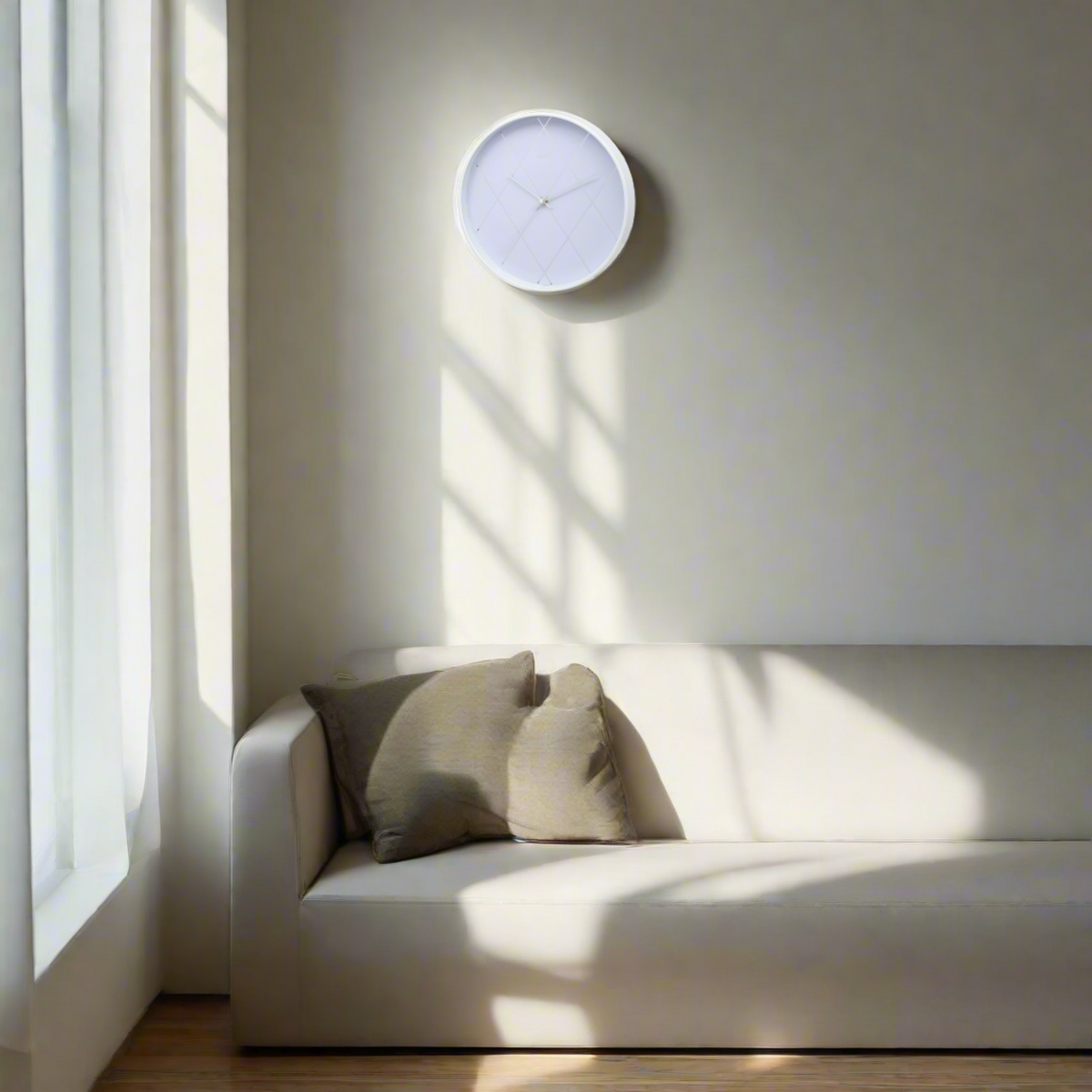 Diamond 30cm Wall Clock - White & Silver