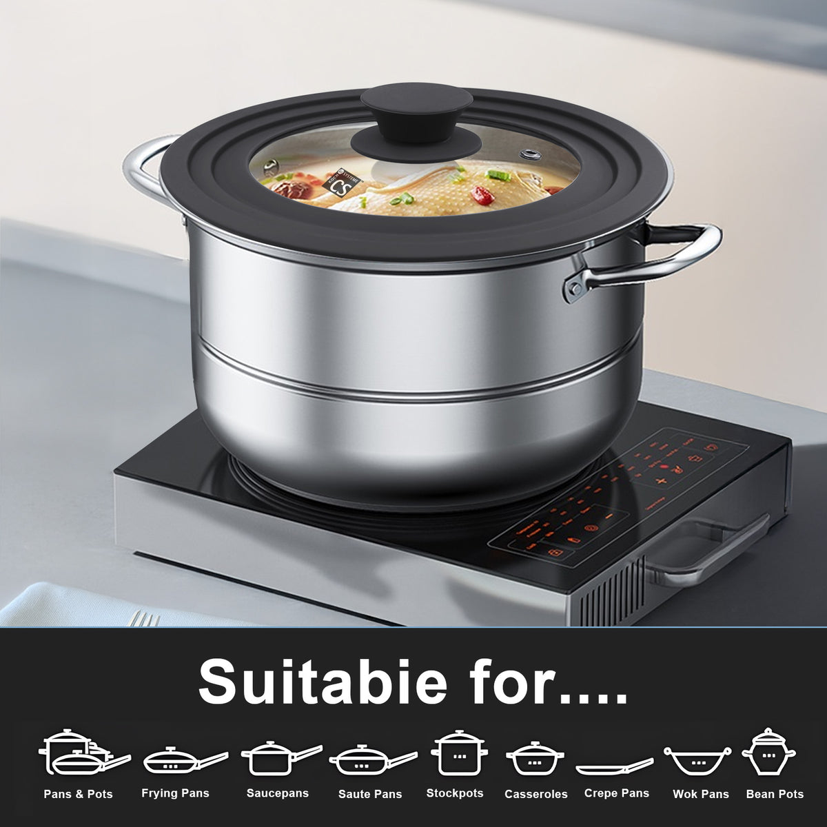 Sola Universal Glass Lid for Saucepan - 20/22/24cm