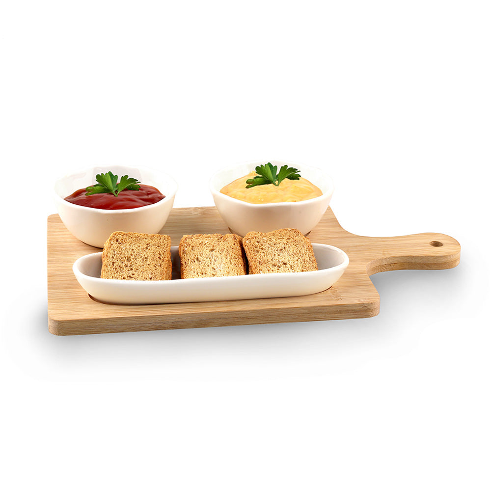 Set of 3 Appetisers Serving Dishes with Tray