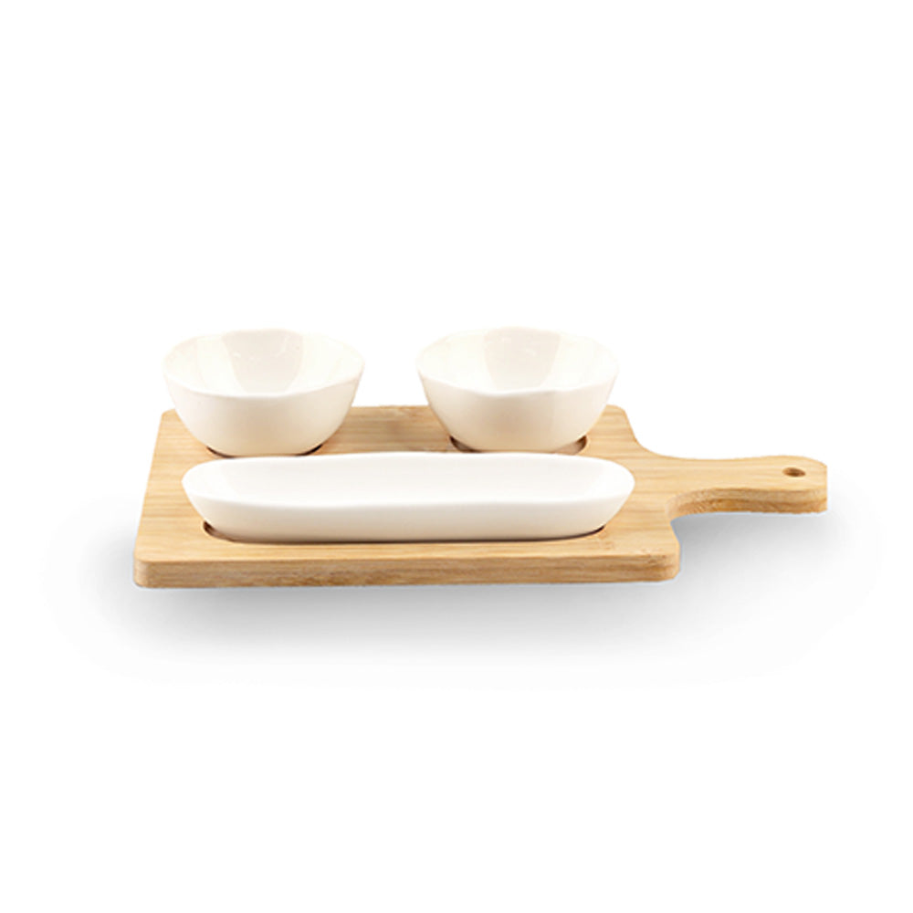 Set of 3 Appetisers Serving Dishes with Tray