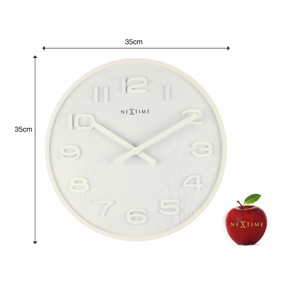 NeXtime - Wall clock – 52.8 x 3 cm - Wood - White - 'Wood Wood Big'