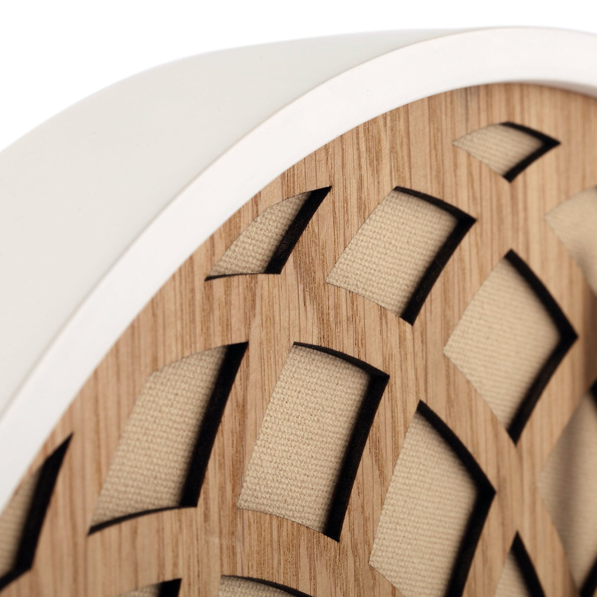 NeXtime - Wall clock – Ø 50 cm - Wood & Fabric - Beige - 'Sun Big'