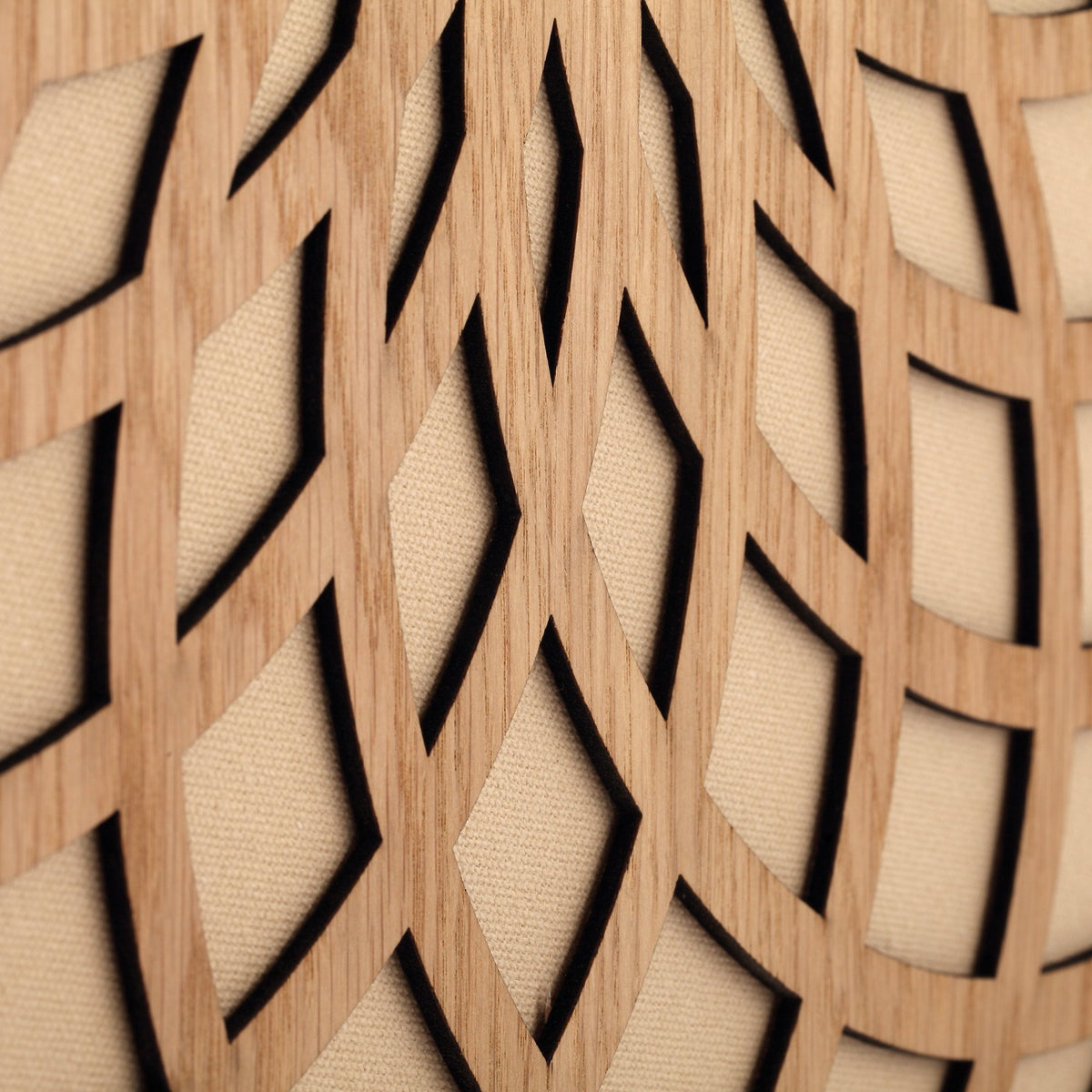 NeXtime - Wall clock – Ø 50 cm - Wood & Fabric - Beige - 'Sun Big'