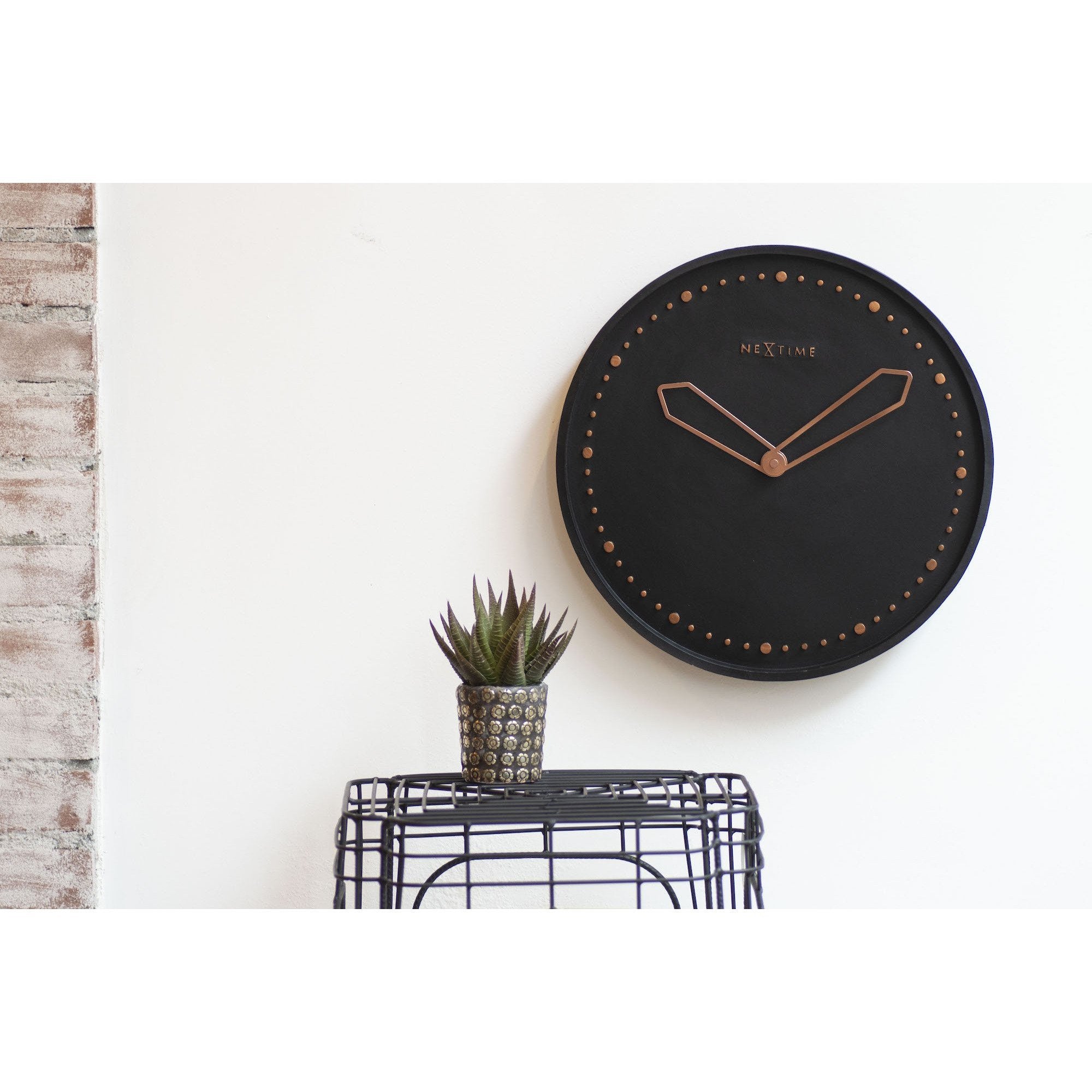 NeXtime - Wall clock - Ø 35 cm - Polyresin – Black – 'Cross'