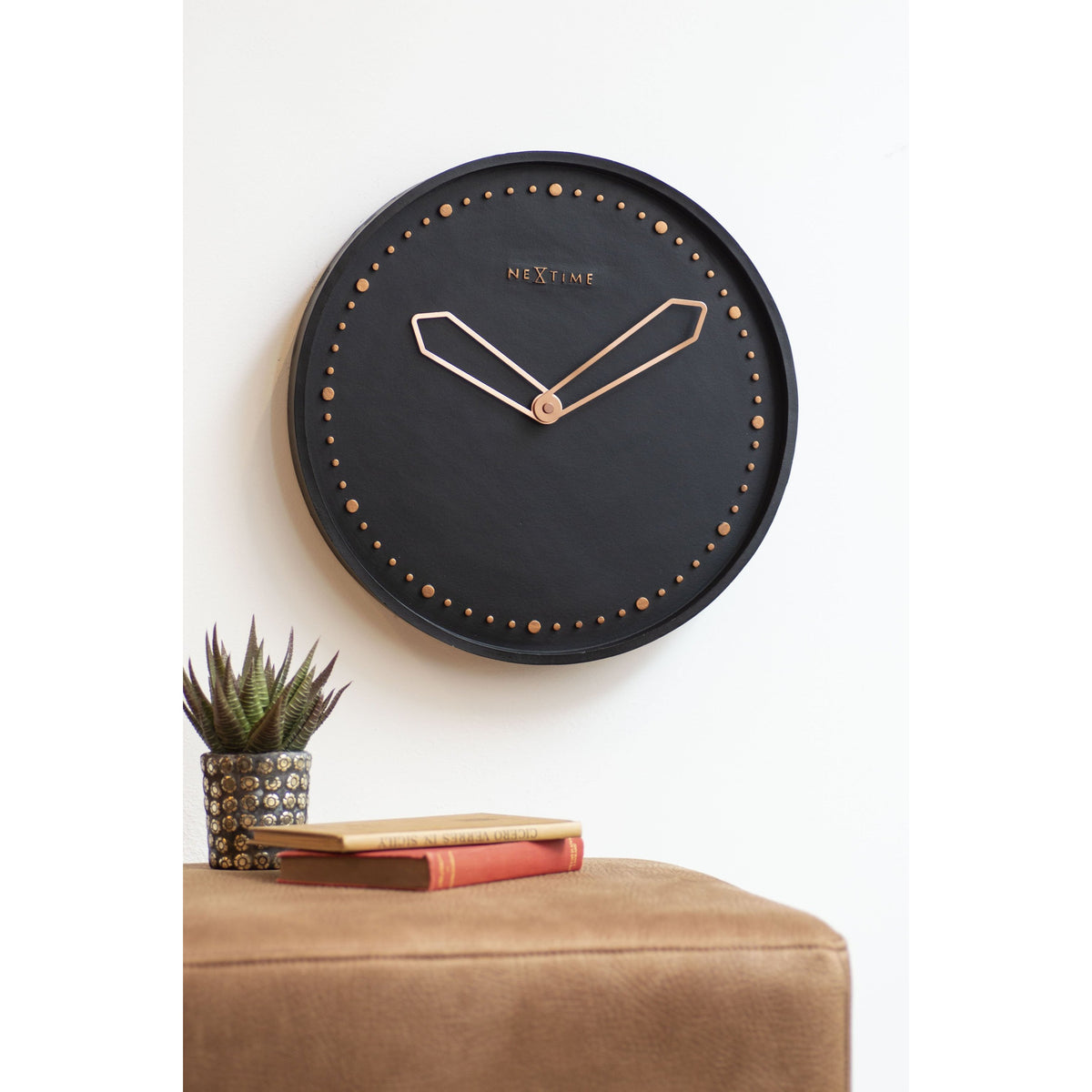 NeXtime - Wall clock - Ø 35 cm - Polyresin – Black – 'Cross'