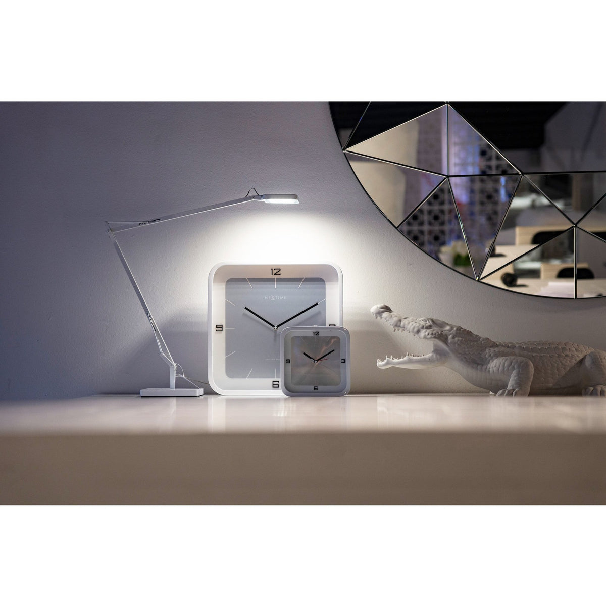 NeXtime - Wall clock - 40 x 40 x 4 cm - Wood - White - 'Square Wall'