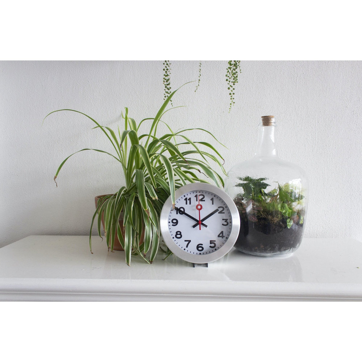 NeXtime - Wall clock/ Table clock - Ø 19 cm – Aluminum - Brushed - 'Station Numbers'