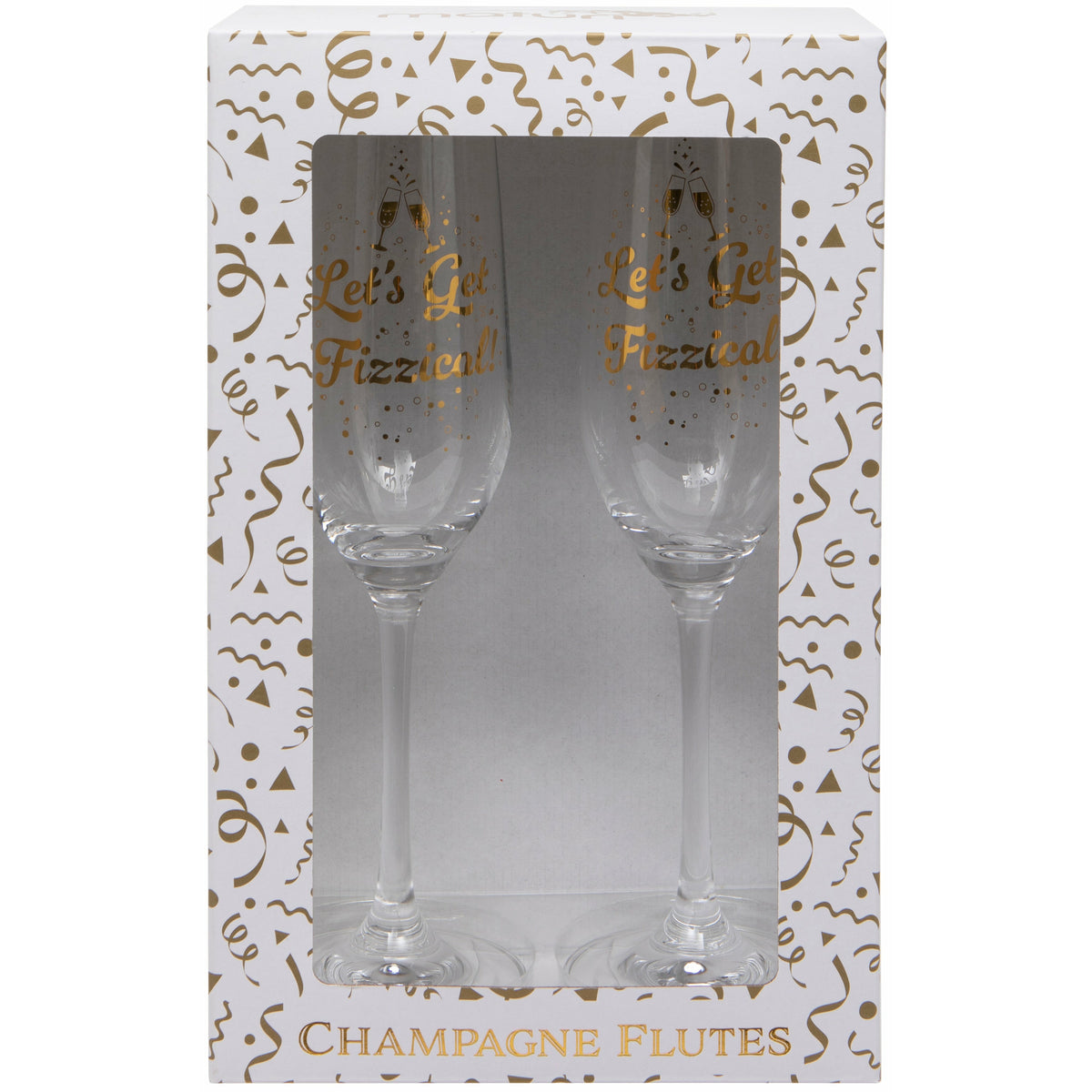 Set of Two 'Let's Get Fizzical' Champagne Flutes Boxed