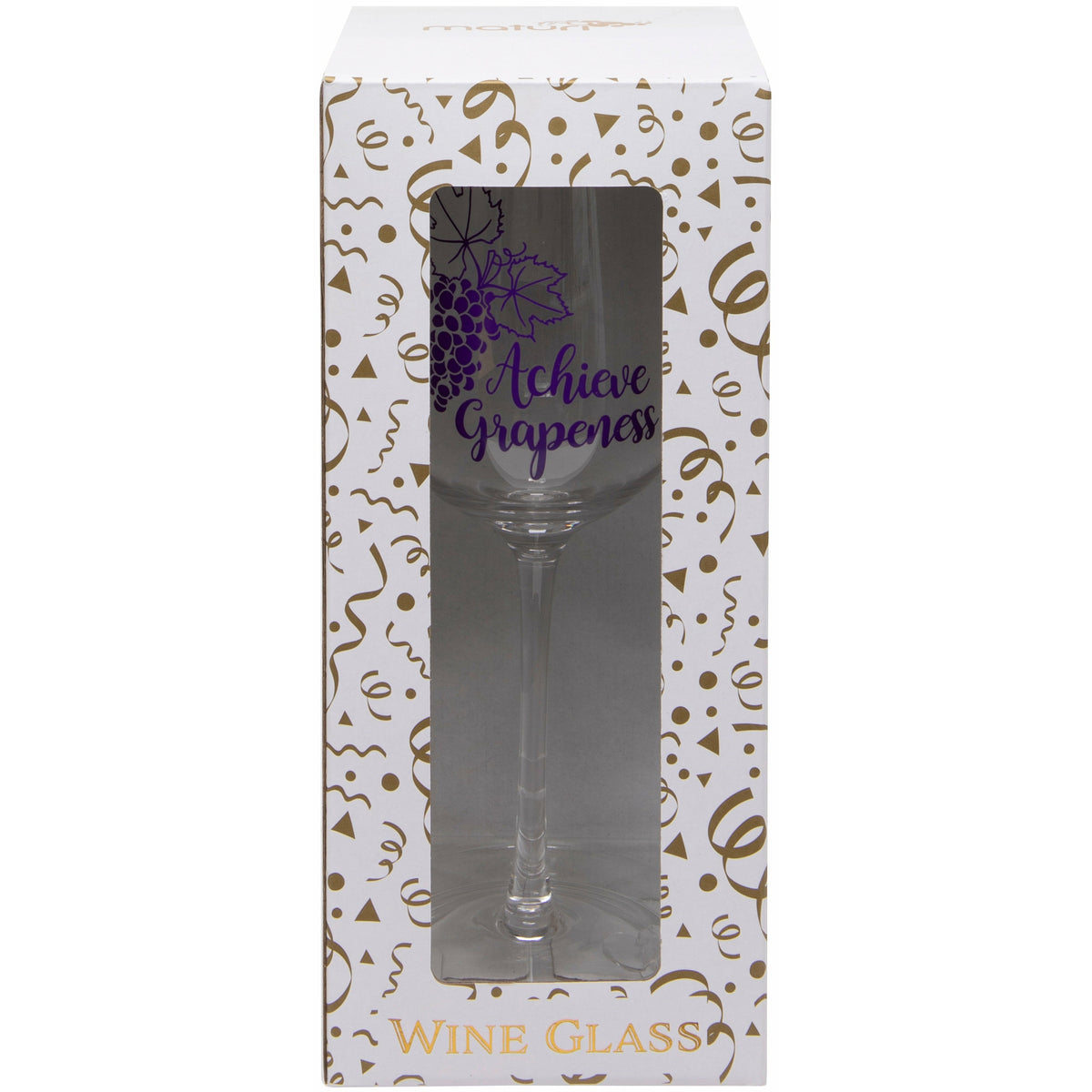 'Achieve Grapeness' Wine Glass in Box