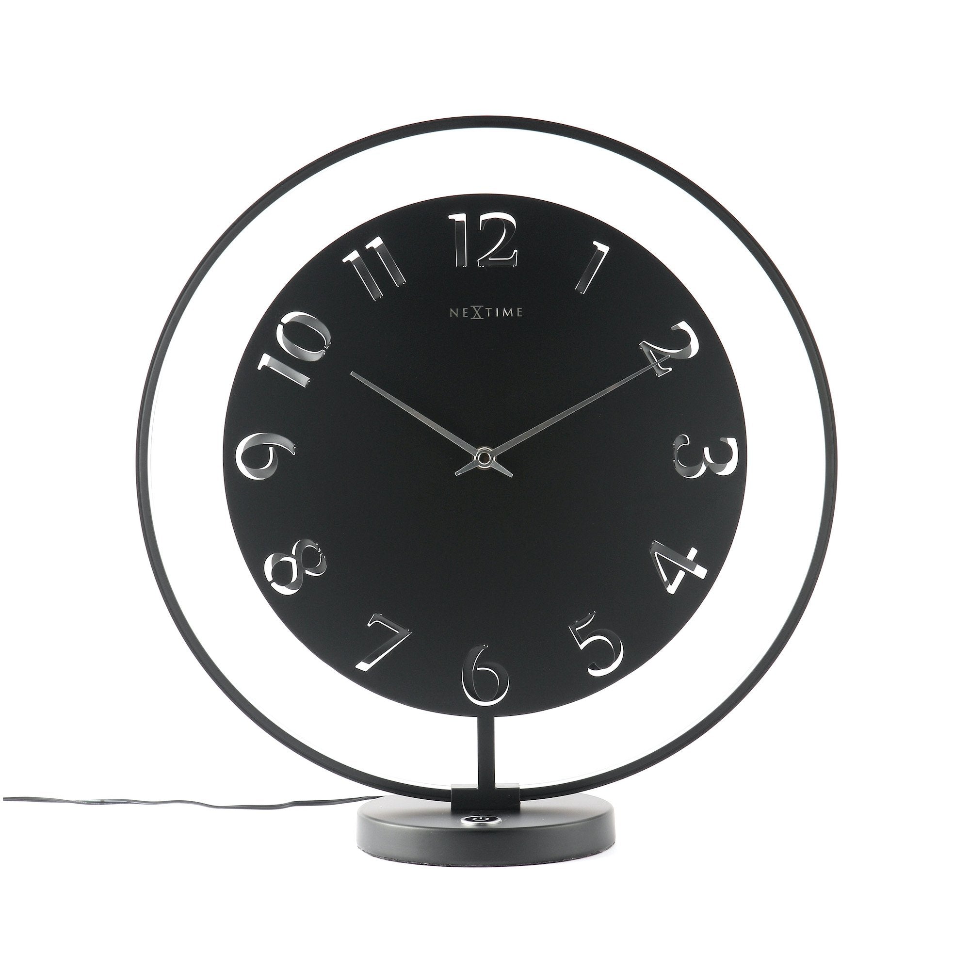 NeXtime - Table clock – 40 x 40.5 cm - Metal - Light unit- Black - 'Ting Table'