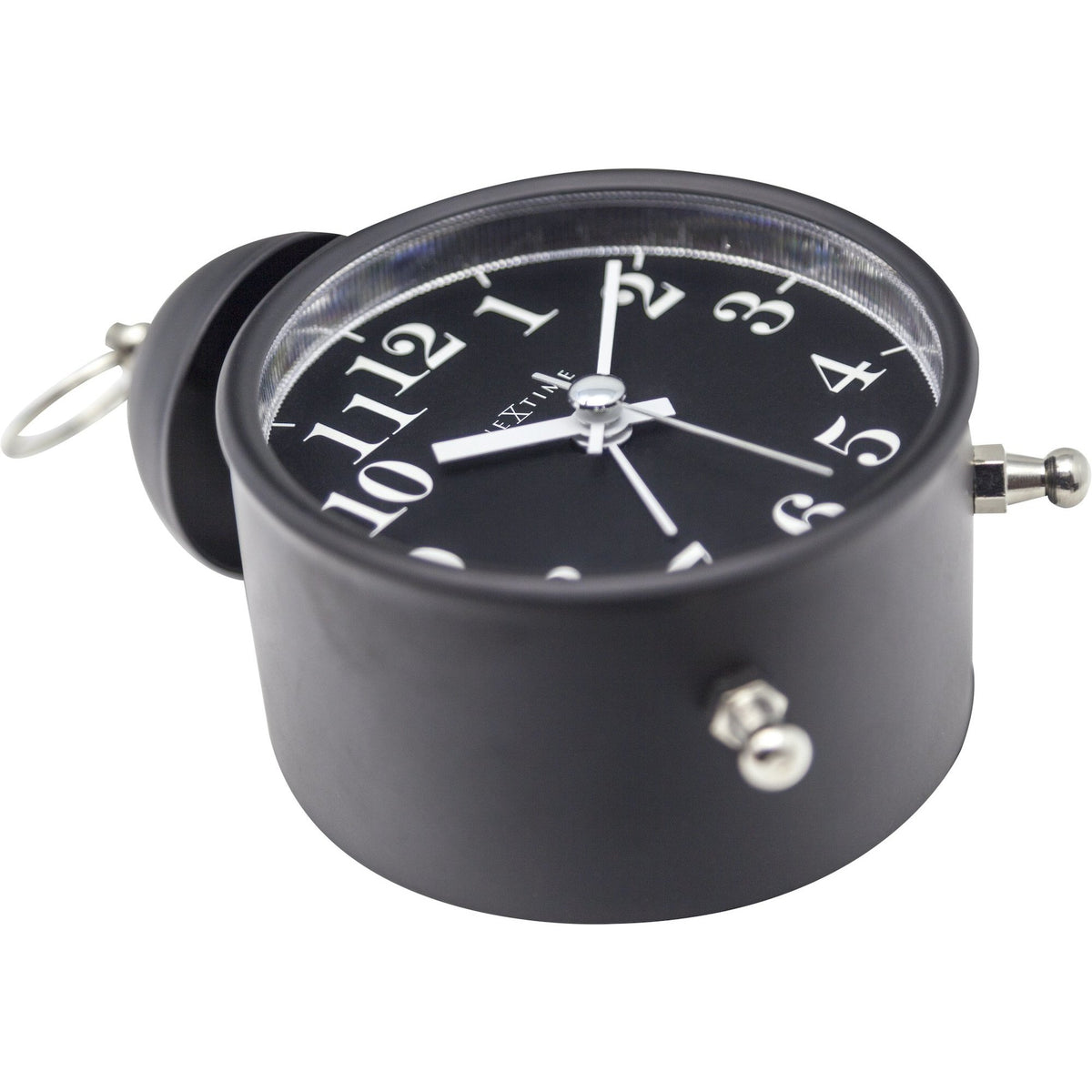 NeXtime - Alarm clock – Ø 16 cm - Metal – Black– Loud Alarm- 'Single Bell'