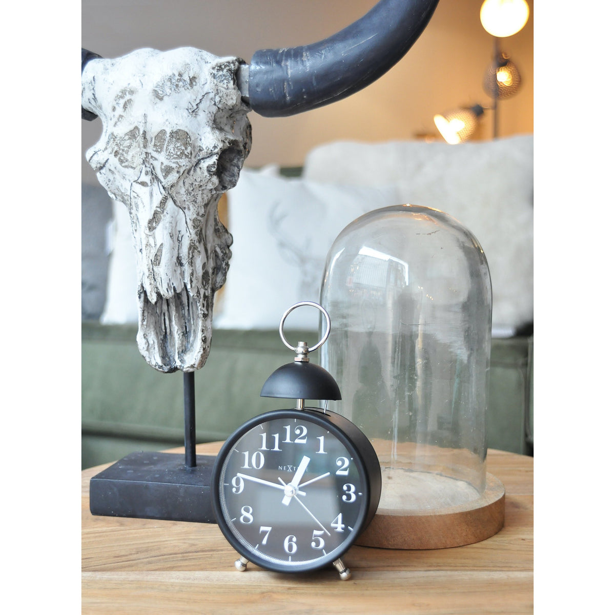 NeXtime - Alarm clock – Ø 16 cm - Metal – Black– Loud Alarm- 'Single Bell'