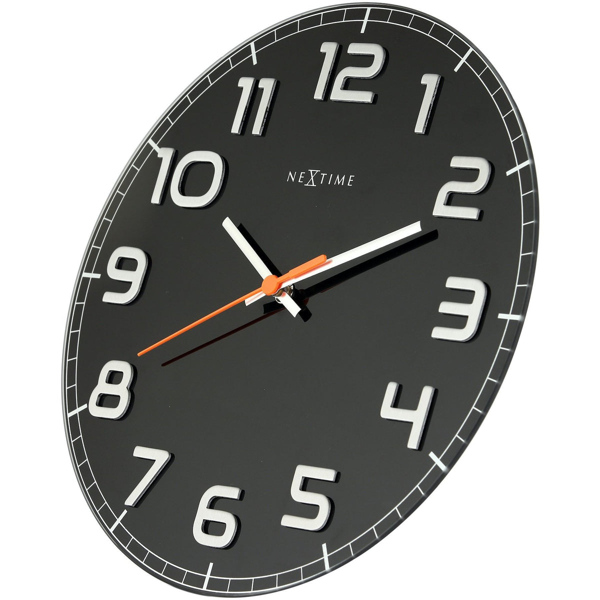NeXtime - Wall clock – 30 x 3.5 cm - Glass - Black - 'Classy Round'