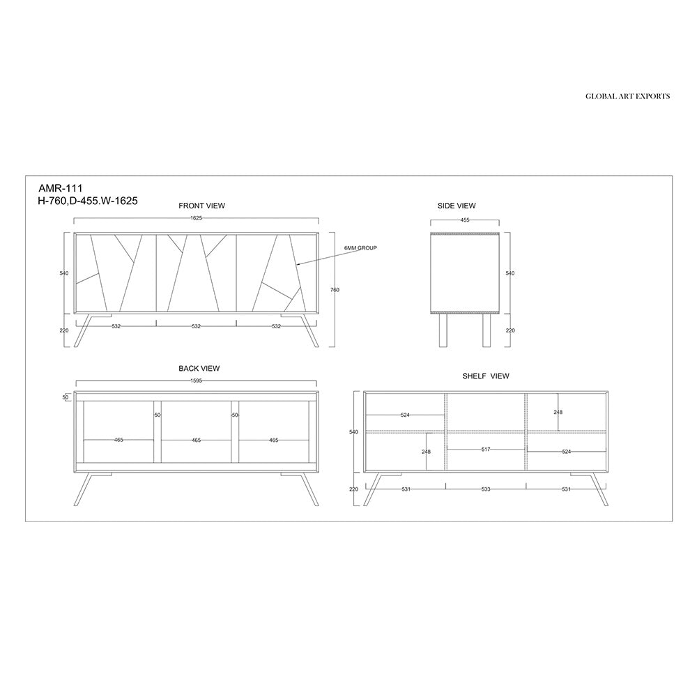 Amar 3 Door Mango Wood Sideboard