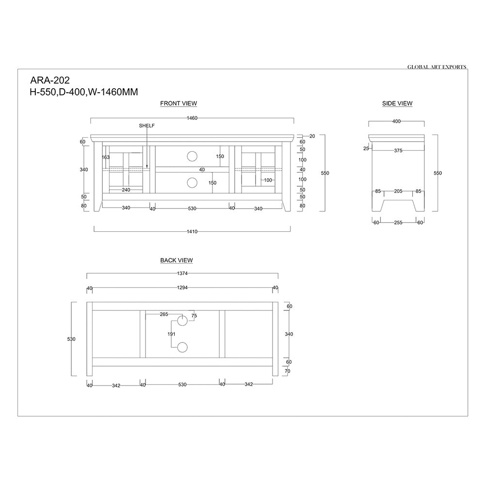 Aravali 2 Door Mango Wood TV Cabinet