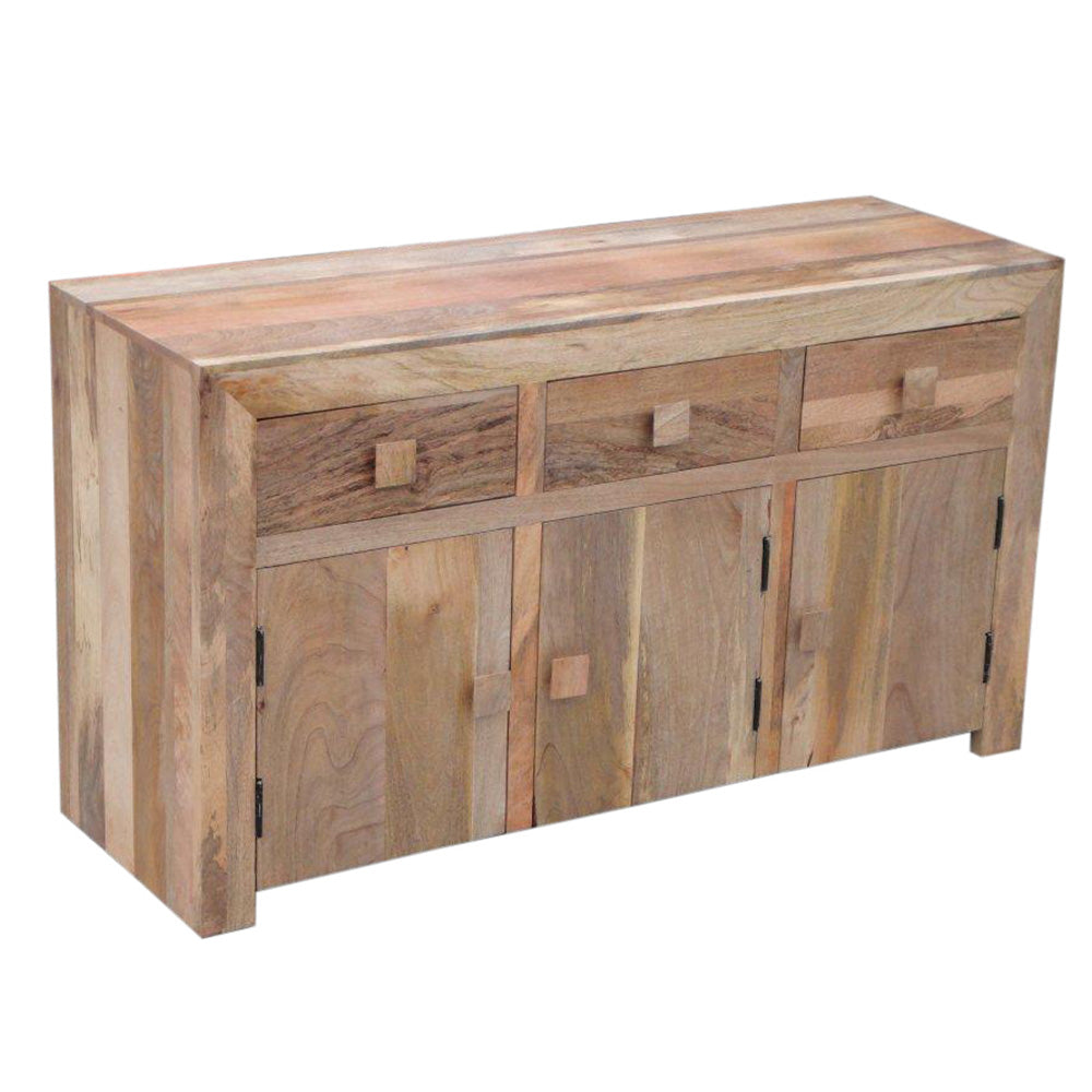 Dakota Light Mango Wood Three Drawer & Door Sideboard