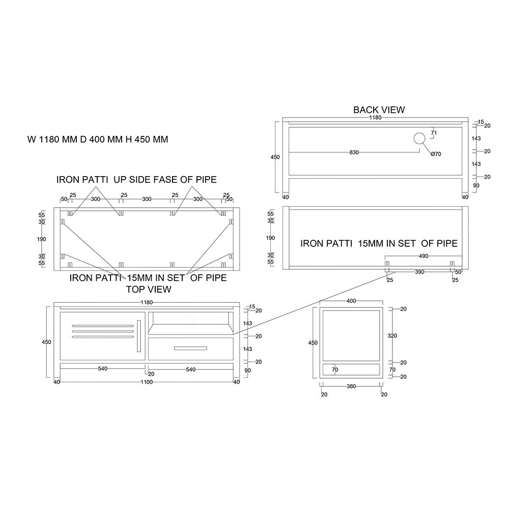 Frais Wood & Metal Small TV Unit