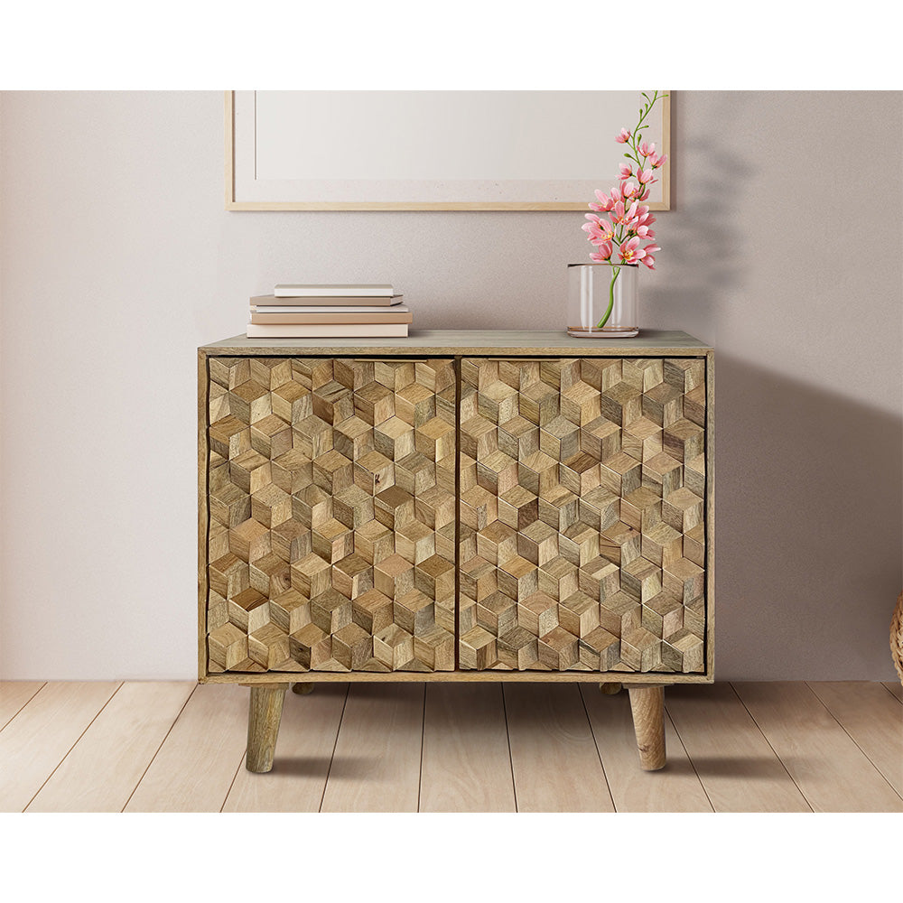 Geometric Mango Wood Small Sideboard