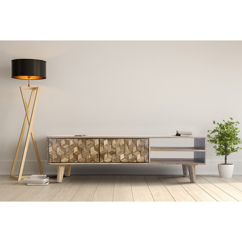Geometric Mango Wood TV Unit