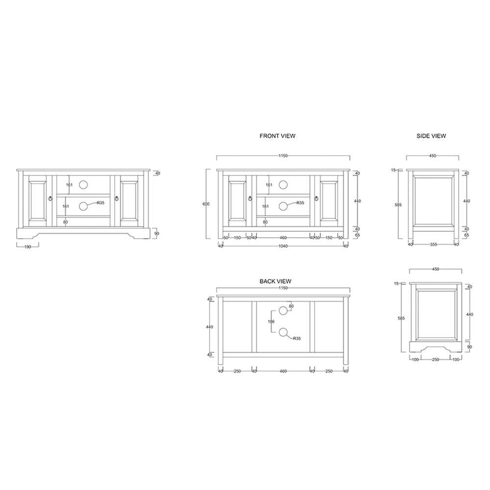 Klaasik Sheesham Wood TV Unit - Medium