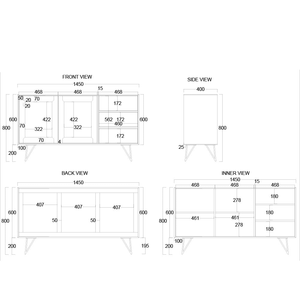 Rattan Brown Mango Wood Large Sideboard